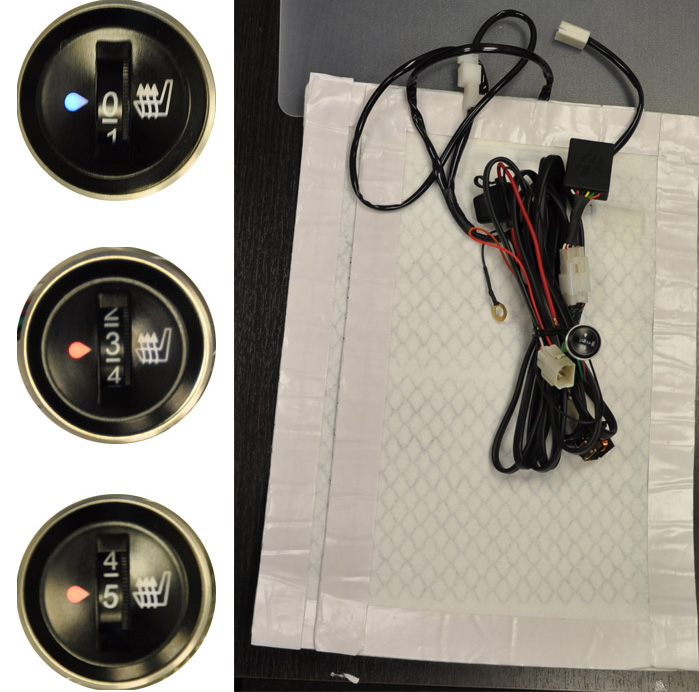 Carbon Fibre Element Heated Seat Retrofit Kit 5 level steps switch for TWO Seats